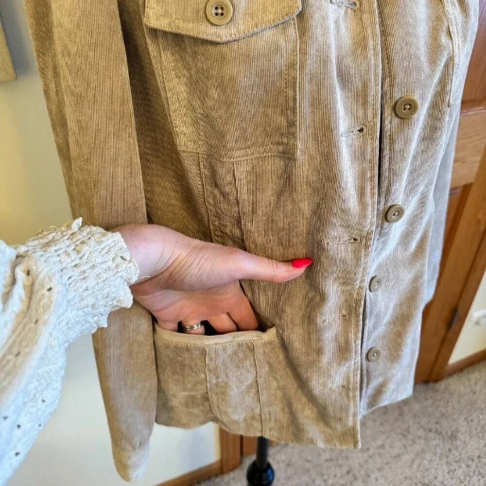 Croft & Barrow Jacket Womens M Beige Corduroy Blazer Button Front